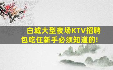 白城大型夜场KTV招聘包吃住新手必须知道的!